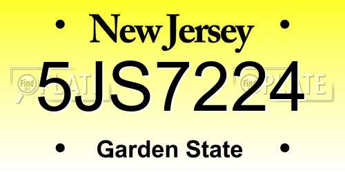 5JS7224 New Jersey License Plate