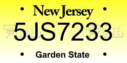 5JS7233 New Jersey License Plate