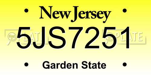 5JS7251 New Jersey License Plate
