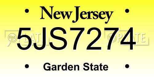 5JS7274 New Jersey License Plate