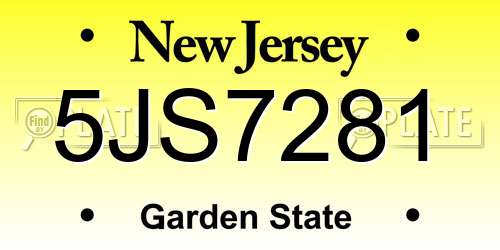 5JS7281 New Jersey License Plate