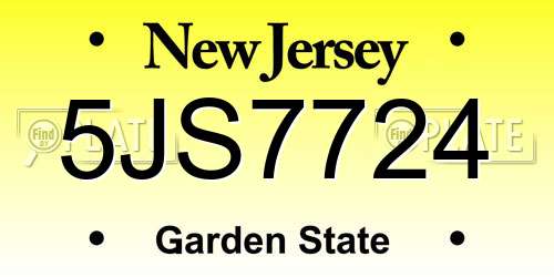 5JS7724 New Jersey License Plate