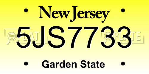 5JS7733 New Jersey License Plate