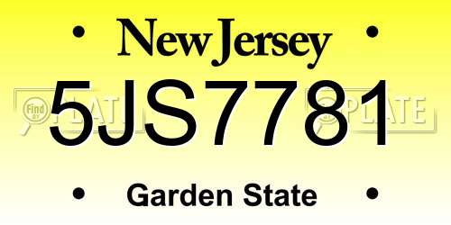 5JS7781 New Jersey License Plate