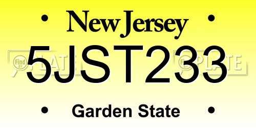5JST233 New Jersey License Plate