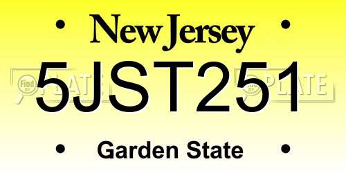 5JST251 New Jersey License Plate