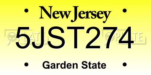 5JST274 New Jersey License Plate