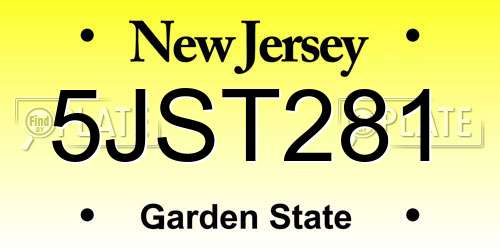 5JST281 New Jersey License Plate