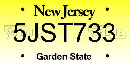 5JST733 New Jersey License Plate
