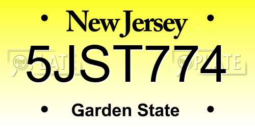 5JST774 New Jersey License Plate