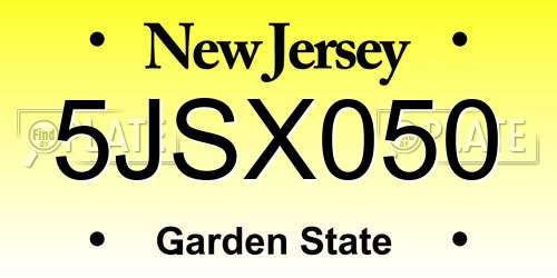 5JSX050 New Jersey License Plate