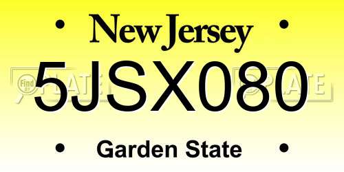 5JSX080 New Jersey License Plate