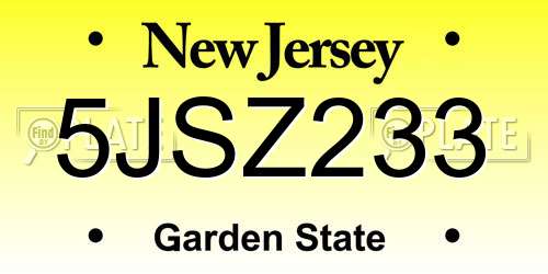 5JSZ233 New Jersey License Plate