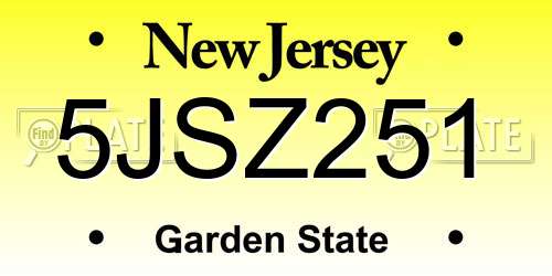 5JSZ251 New Jersey License Plate