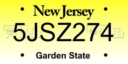 5JSZ274 New Jersey License Plate