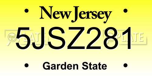 5JSZ281 New Jersey License Plate