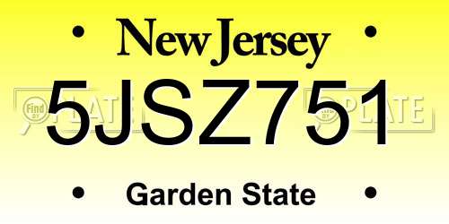 5JSZ751 New Jersey License Plate
