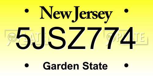 5JSZ774 New Jersey License Plate