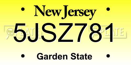 5JSZ781 New Jersey License Plate