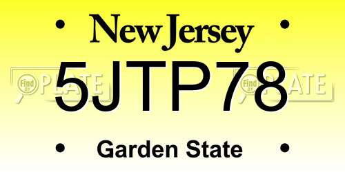 5JTP78 New Jersey License Plate