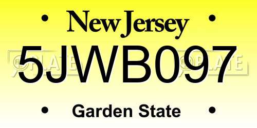 5JWB097 New Jersey License Plate