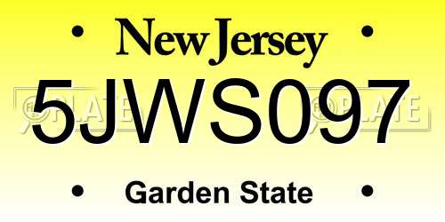 5JWS097 New Jersey License Plate