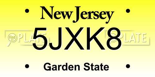 5JXK8 New Jersey License Plate