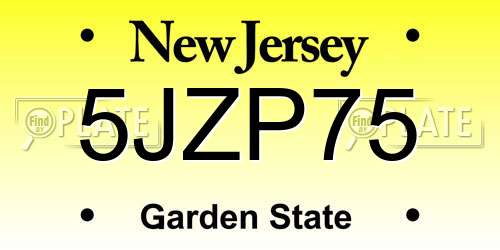 5JZP75 New Jersey License Plate