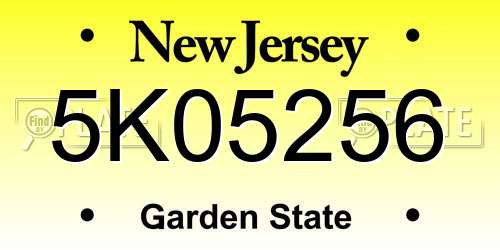 5K05256 New Jersey License Plate