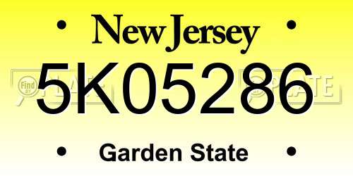5K05286 New Jersey License Plate