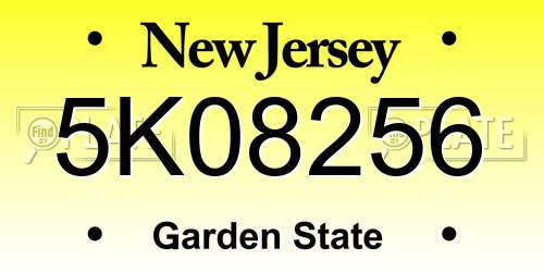 5K08256 New Jersey License Plate