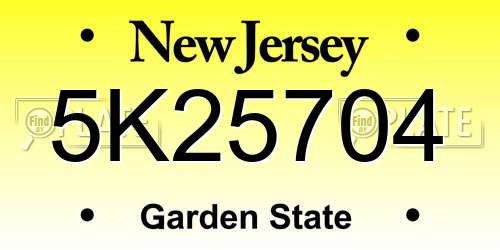 5K25704 New Jersey License Plate