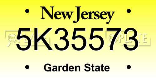 5K35573 New Jersey License Plate