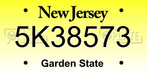 5K38573 New Jersey License Plate