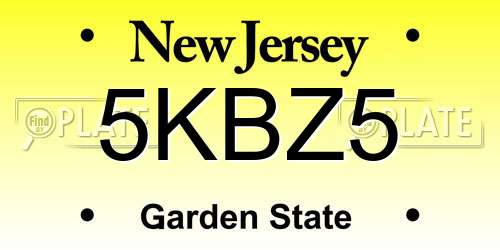 5KBZ5 New Jersey License Plate