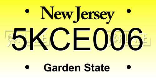 5KCE006 New Jersey License Plate