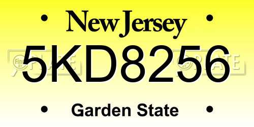 5KD8256 New Jersey License Plate