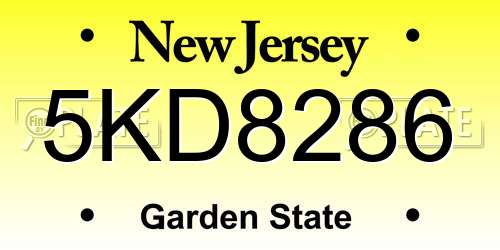 5KD8286 New Jersey License Plate