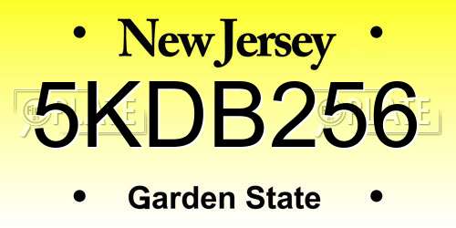 5KDB256 New Jersey License Plate