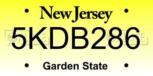 5KDB286 New Jersey License Plate