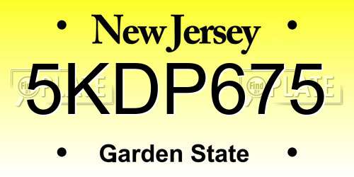 5KDP675 New Jersey License Plate