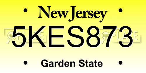 5KES873 New Jersey License Plate