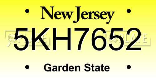 5KH7652 New Jersey License Plate