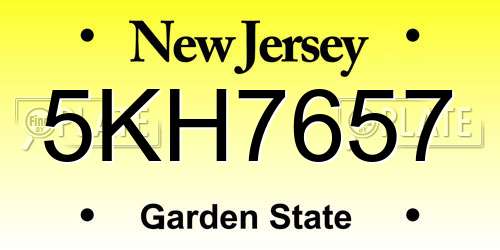 5KH7657 New Jersey License Plate