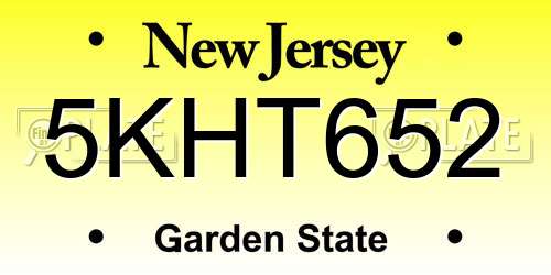 5KHT652 New Jersey License Plate
