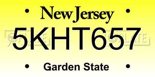 5KHT657 New Jersey License Plate
