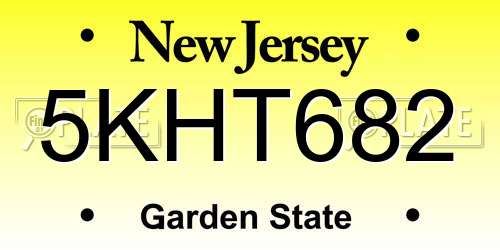 5KHT682 New Jersey License Plate