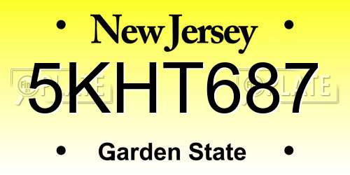 5KHT687 New Jersey License Plate