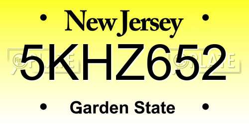 5KHZ652 New Jersey License Plate