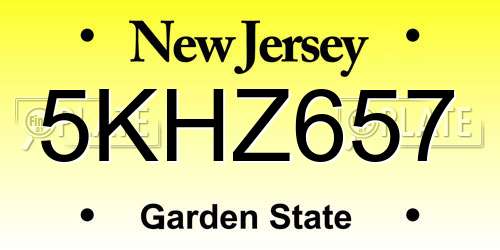 5KHZ657 New Jersey License Plate